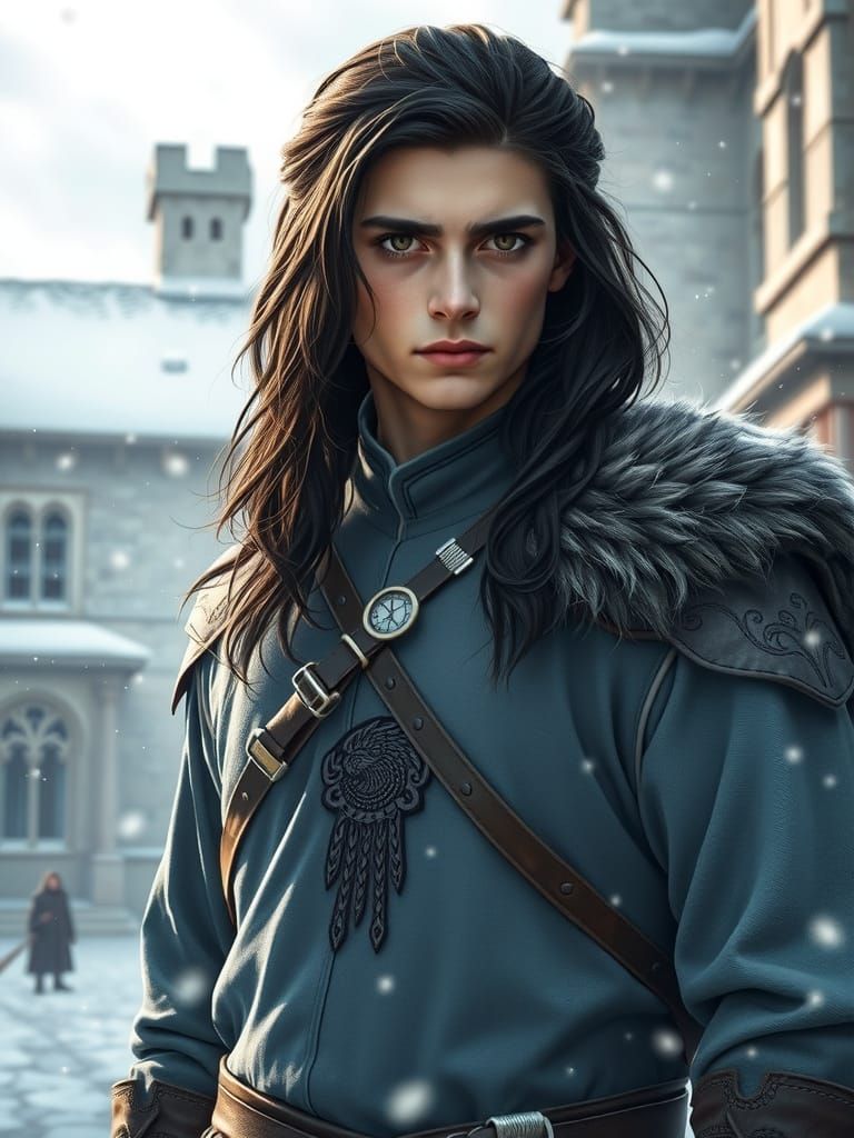 Cregan Stark in Snowy Winterfell Courtyard - Dark Fantasy Ar...