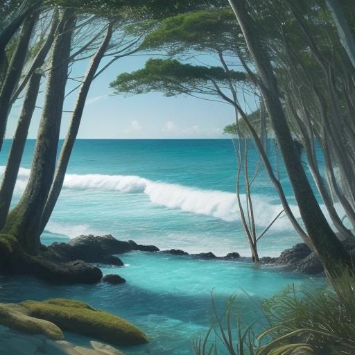 Ocean Meets Forest: A Minimalist Landscape