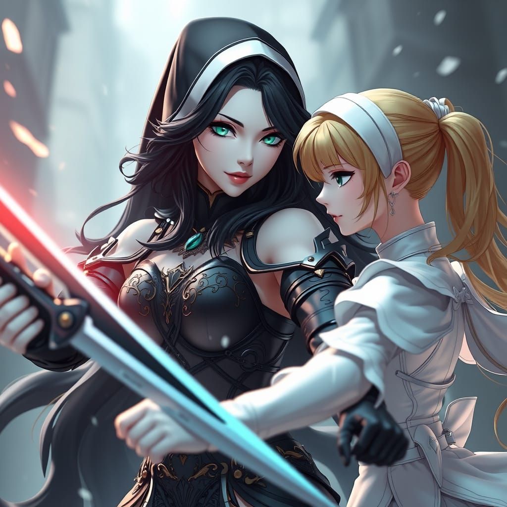 Ethereal Nuns Clash in Hyper-Realistic Anime-Inspired Battle...