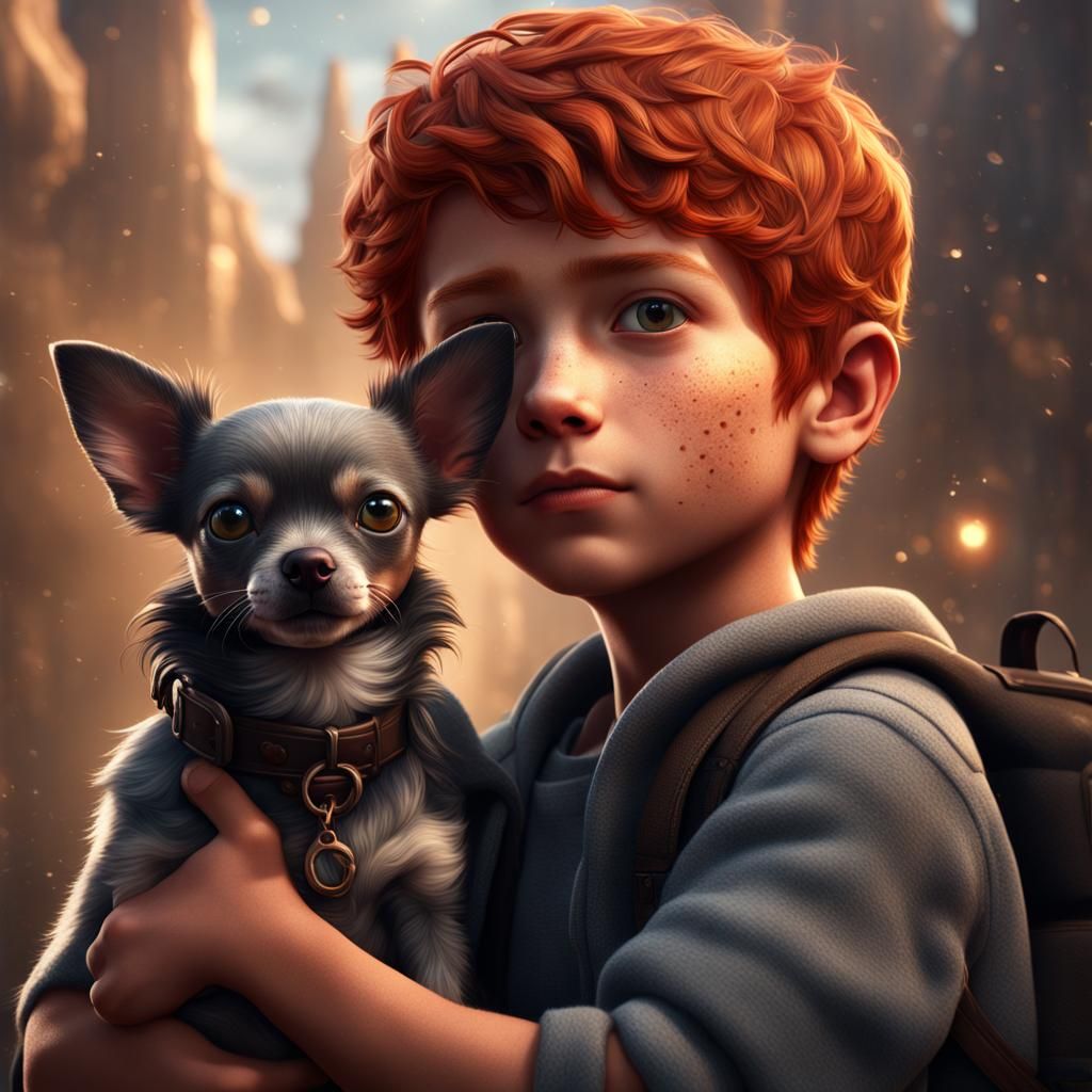 Boy and Chihuahua Detailed Matte Painting