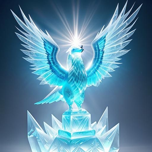 Detailed Ice Bird Sculpture Illustration