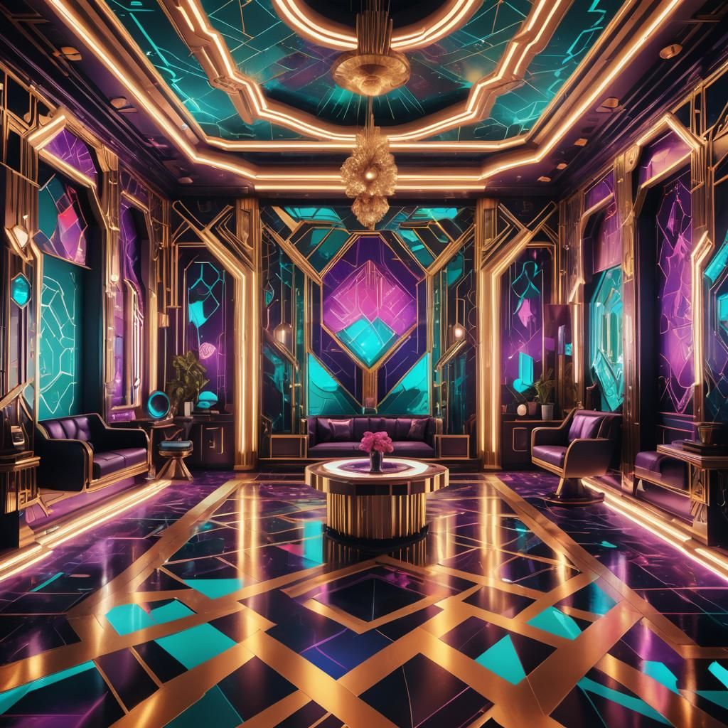 Art Deco Space: Luxurious Synthwave Room