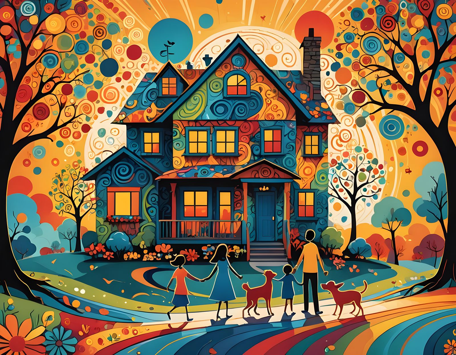 Child's Crayon Doodle of a Happy Family