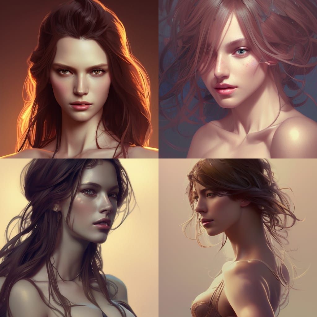 Detailed Portrait in Art Nouveau Style