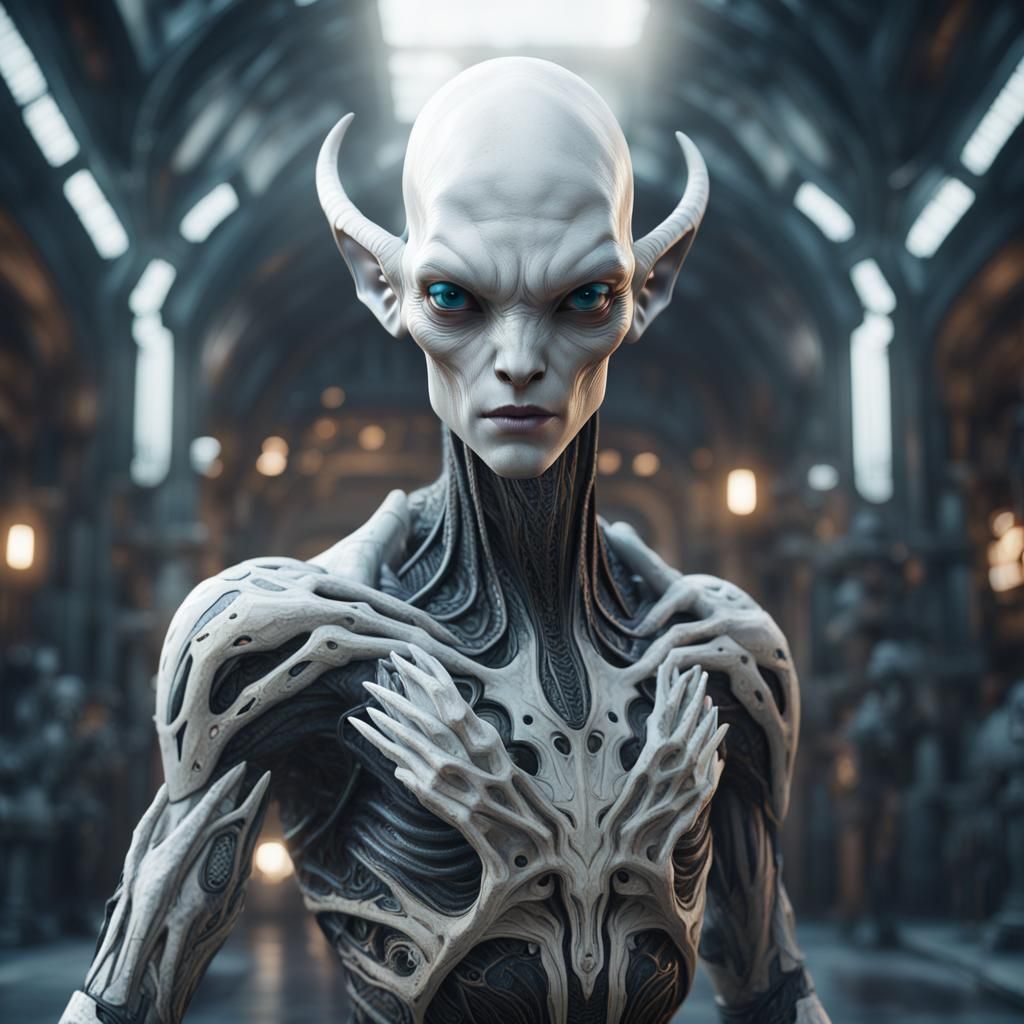 Fantastical Pale Alien Concept Art in 8K