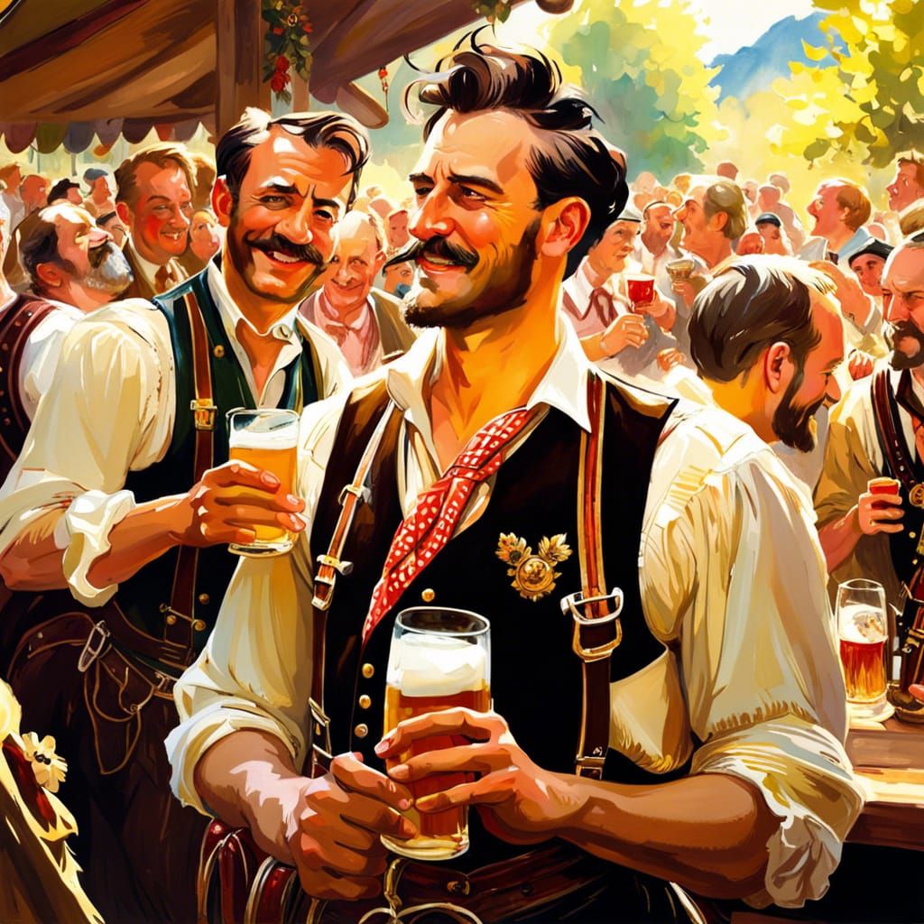 Oktoberfest Joy: Bavarian Festival in Digital Painting