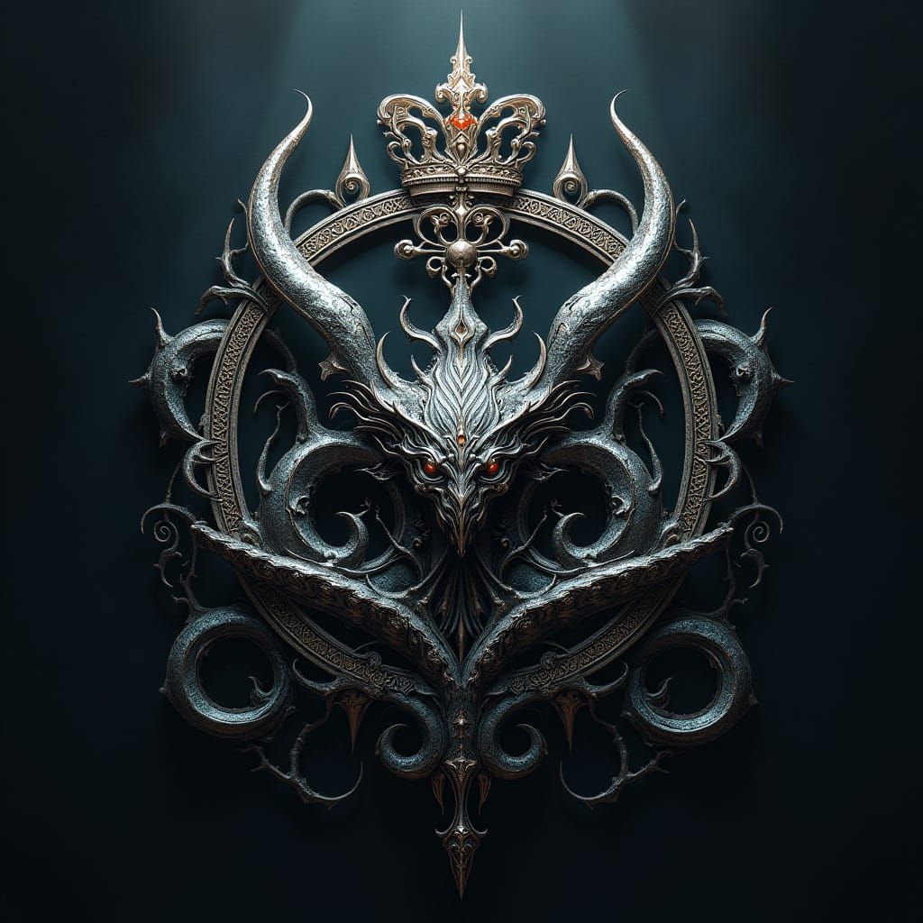 Shadar-Kai Royal Crest in Gothic Silver and Onyx