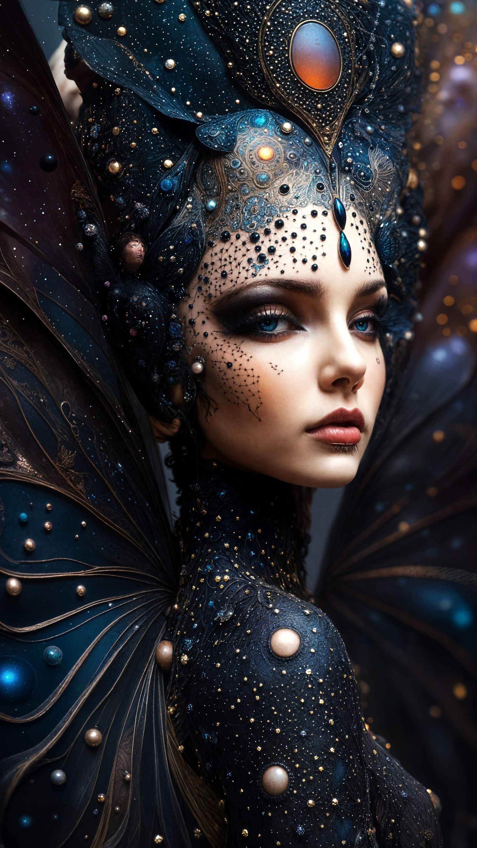 Fairy Goddess of Nebulae with Translucent Wings