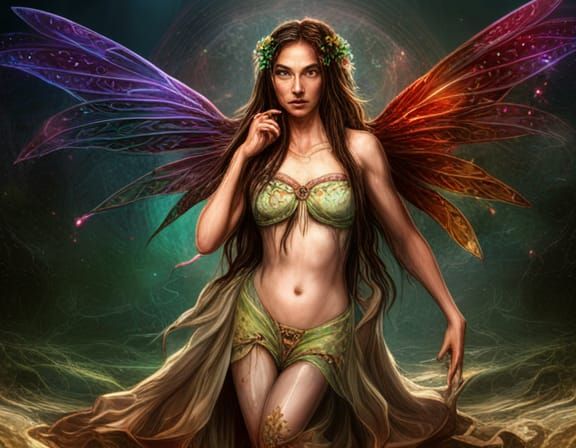 Detailed Spirit Elf Fairy with Lace Wings