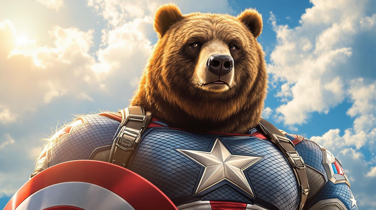 Patriotic Bear in Captain America Costume