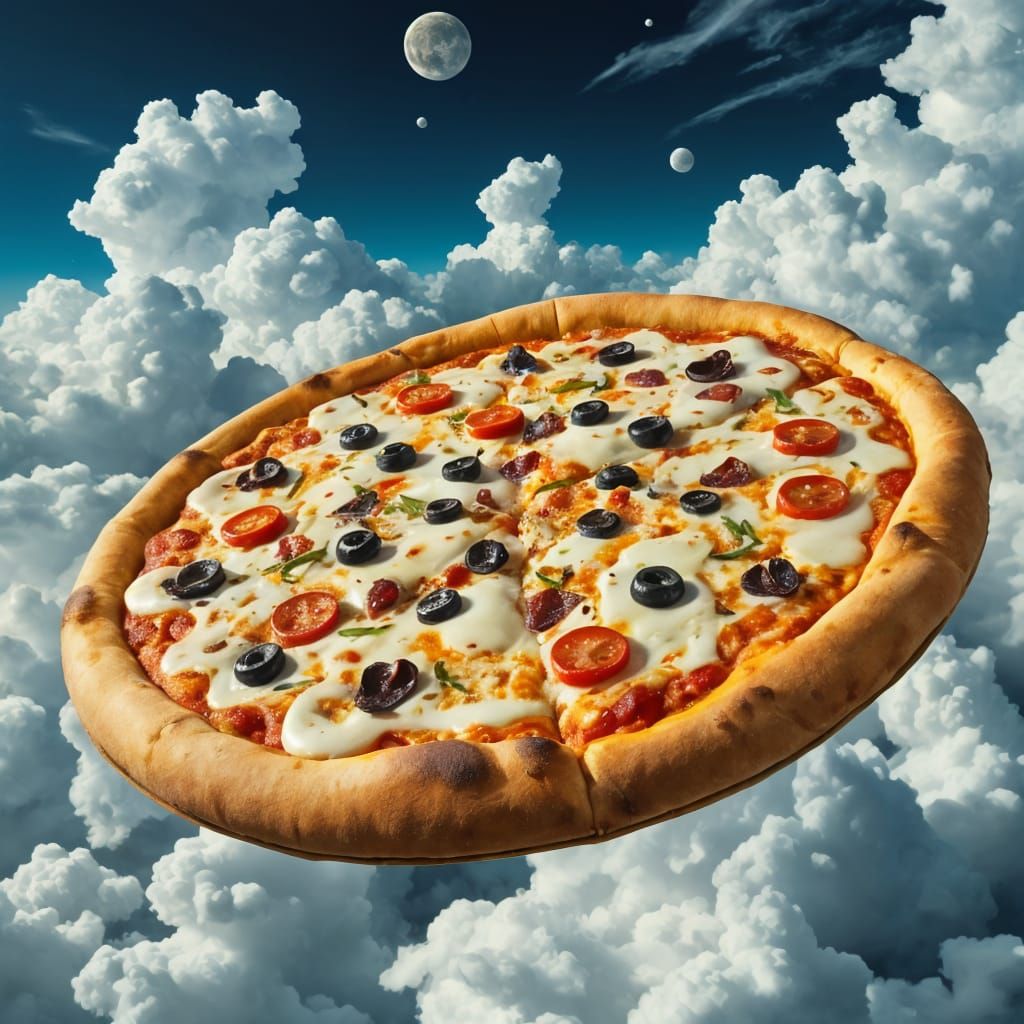 Surreal Pizza in Dreamlike Setting