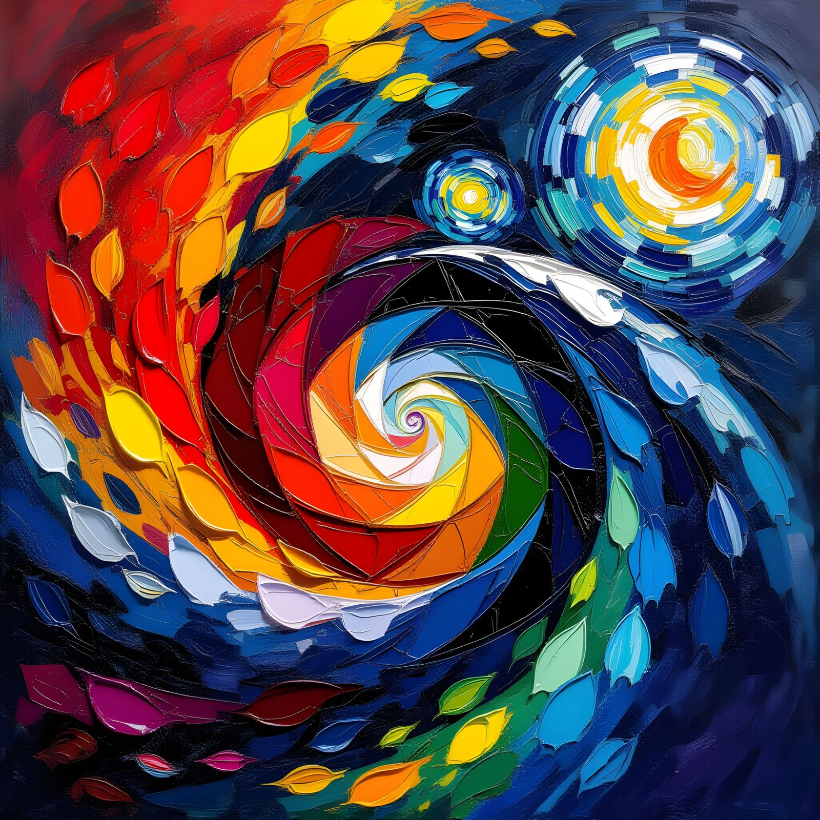 Bloom Chaos: Vibrant Oil Painting of Order and Disorder