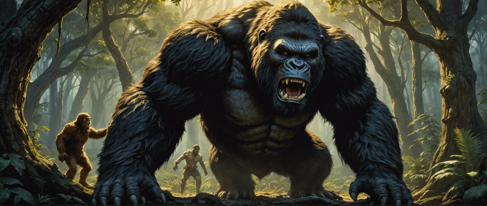 King Kong's Sinister Feast: An Oil Painting