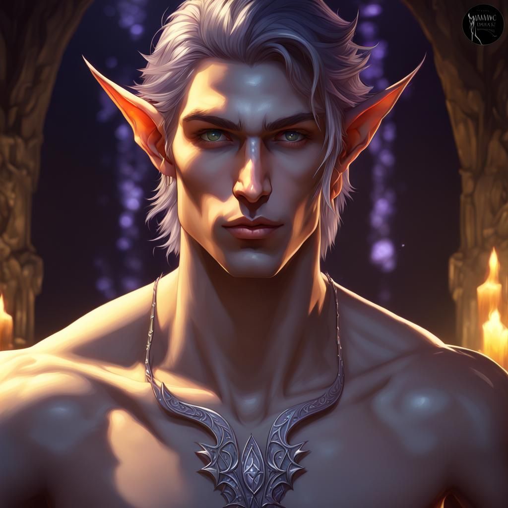 Tan Elf in Moonlight: Dark Fantasy Concept Art