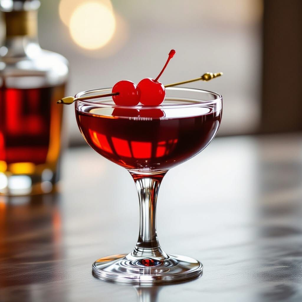 Elegant Manhattan Cocktail in Coupe Glass