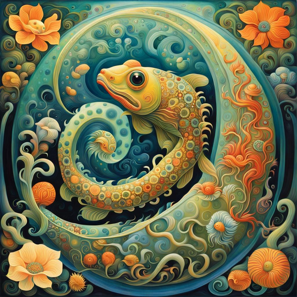 Mystical Creature's Birth in a Surreal Style