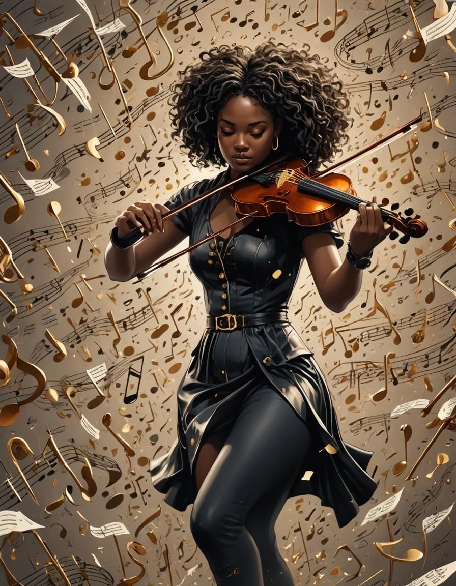 Black Violinist in Slow Motion 3D Animation