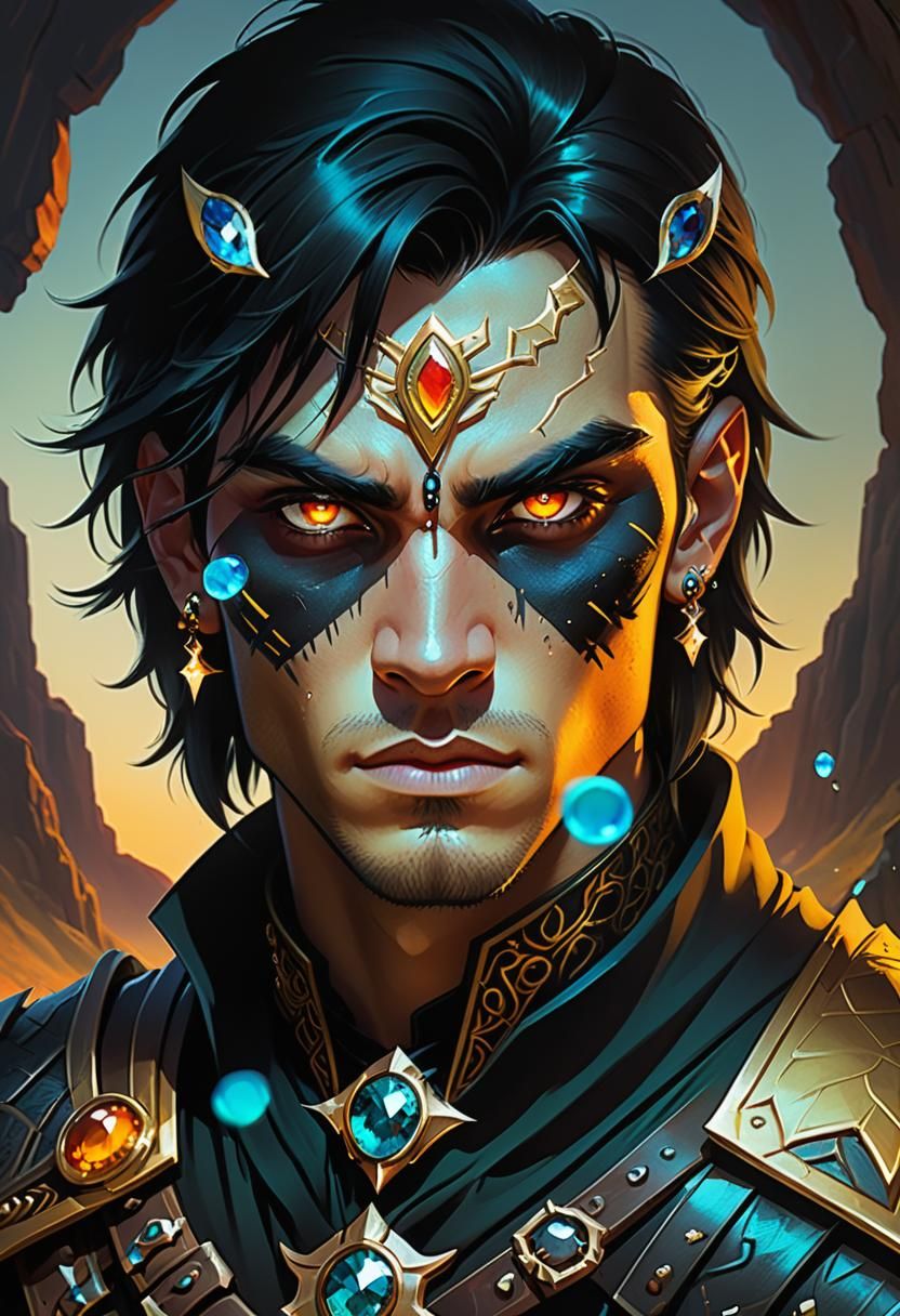 Bicolored Assassin in Gritty Dark Fantasy Art