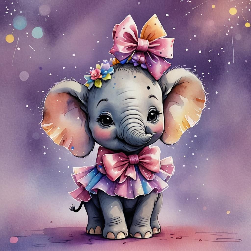 Cute Elephant in Tutu: Whimsical Watercolor Painting