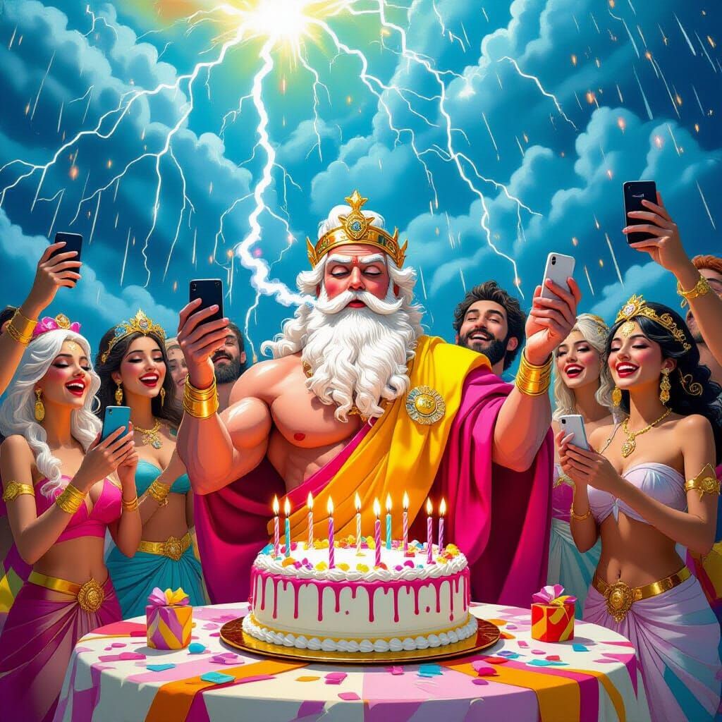 Zeus's Birthday Party in Olympus: A Murakami-esque Celebrati...
