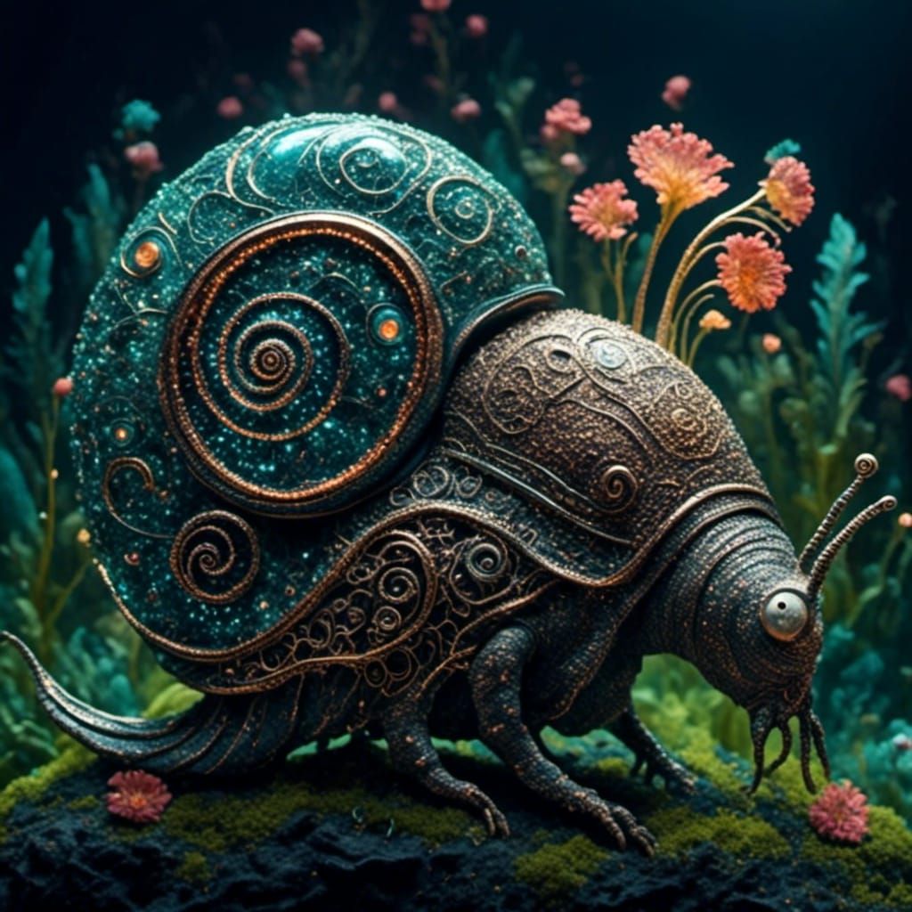 Giant Snail City with Bioluminescence