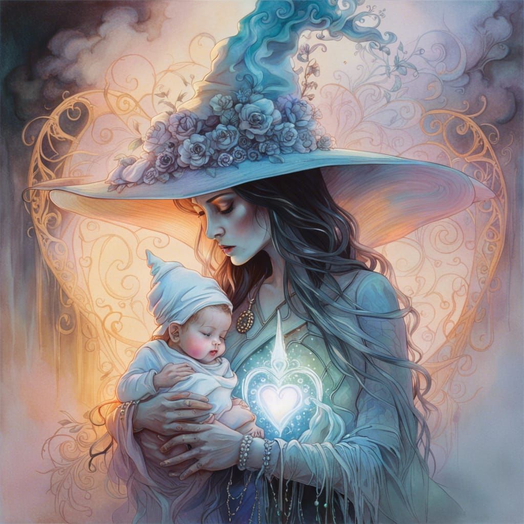 Loving Witch Mother and Gothic Baby