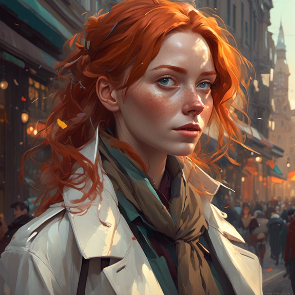 Ginger Woman Portrait in Digital Art Style