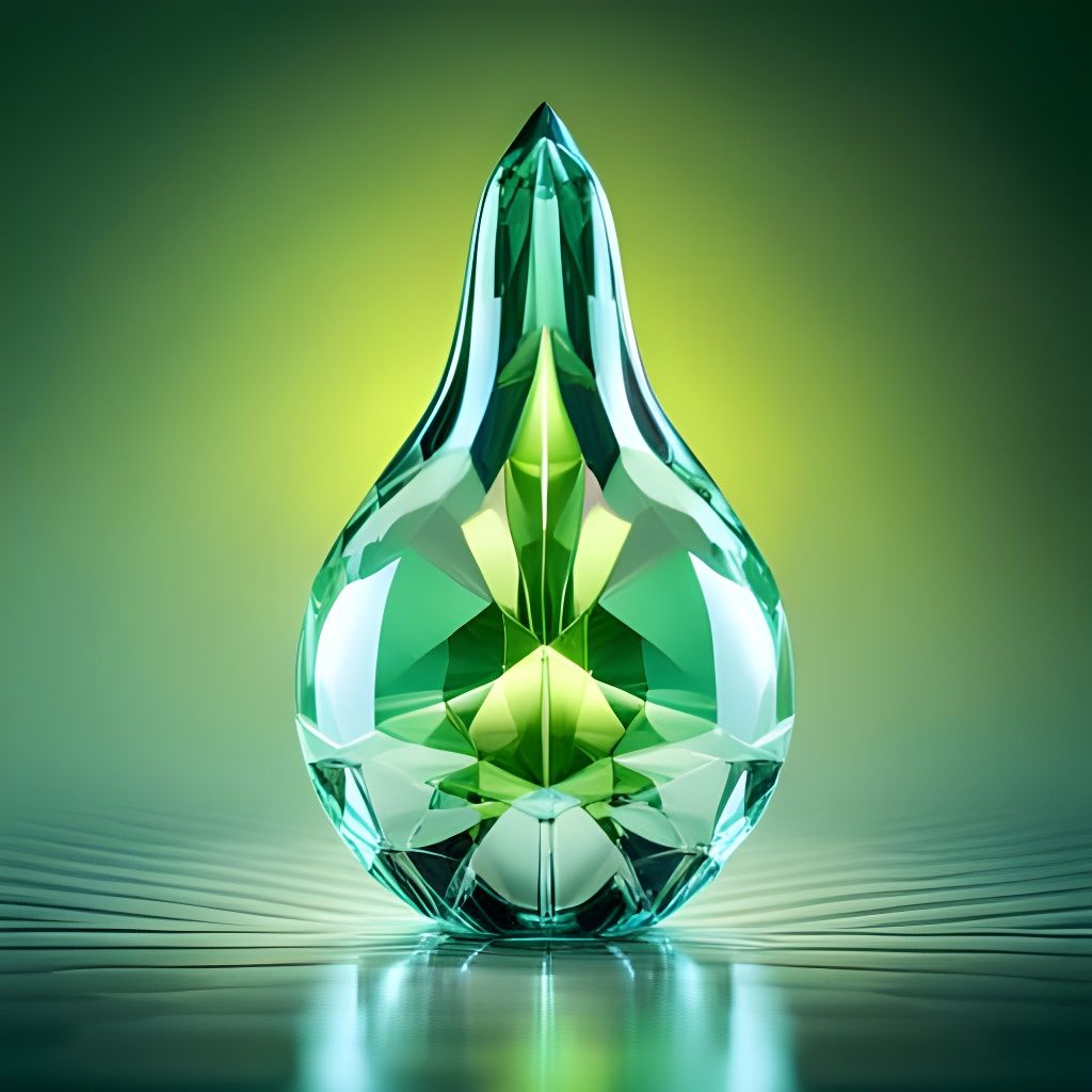 Green Crystal Pear Figurine in Art Nouveau Style