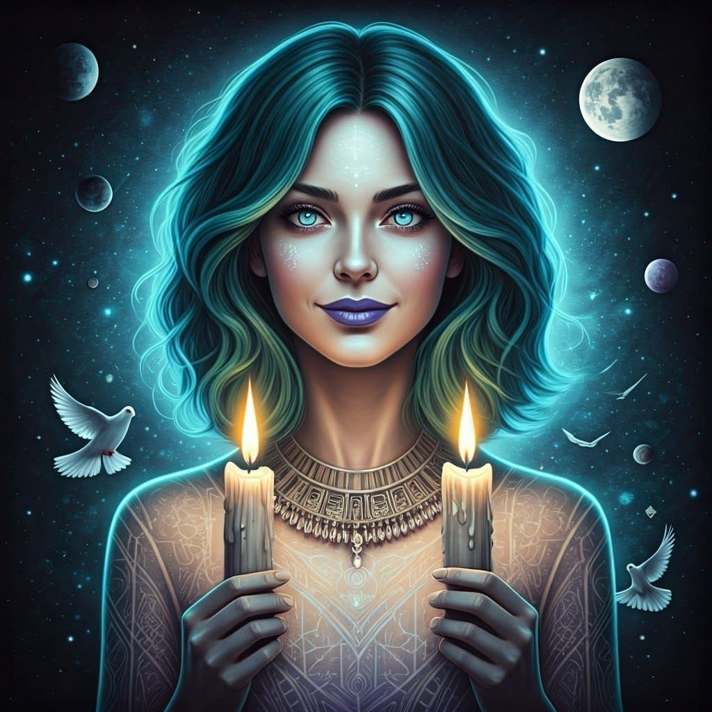 Surreal Cosmic Goddess in Charcoal Style