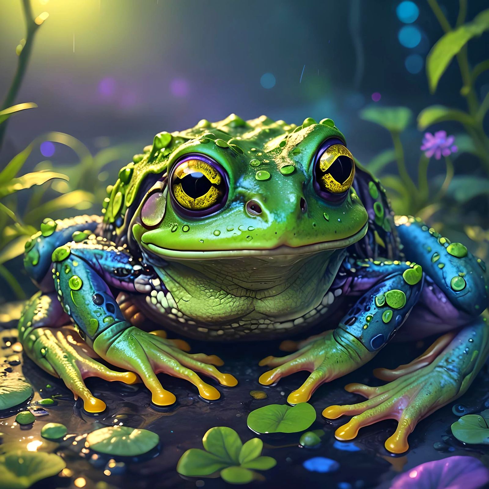 Glowing Green Frog: Fantasy Concept Art