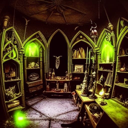 Witch's Coven Interior in Gothic Architecture