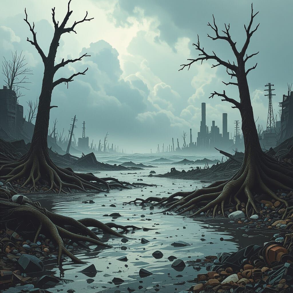 Devastated Earthscape in Dystopian Style