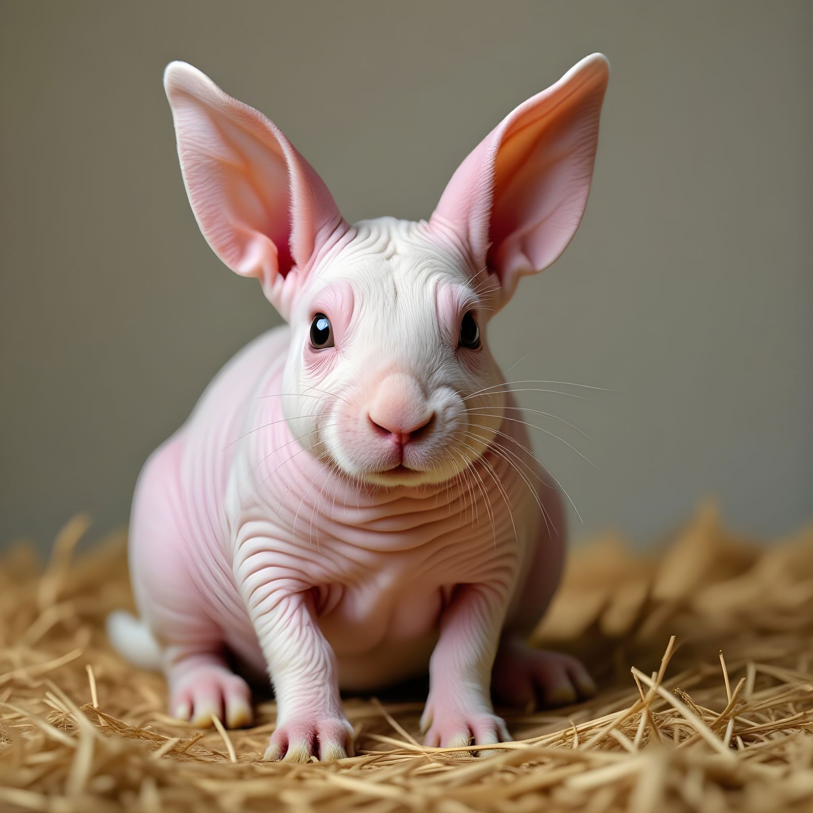 Surreal Hybrid Rabbit-Cow with Anatomical Oddities