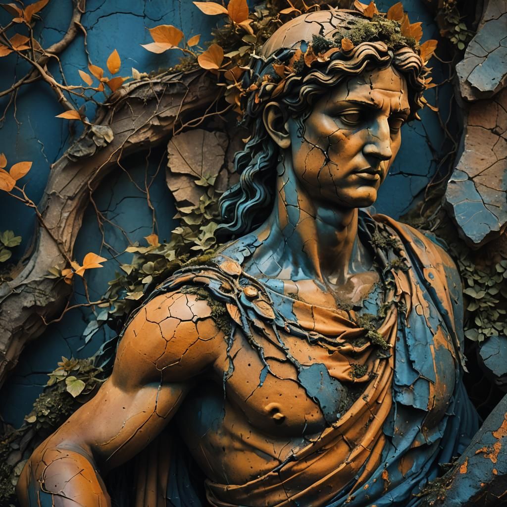 Ancient Greek Statue Leaking Duotone Blood