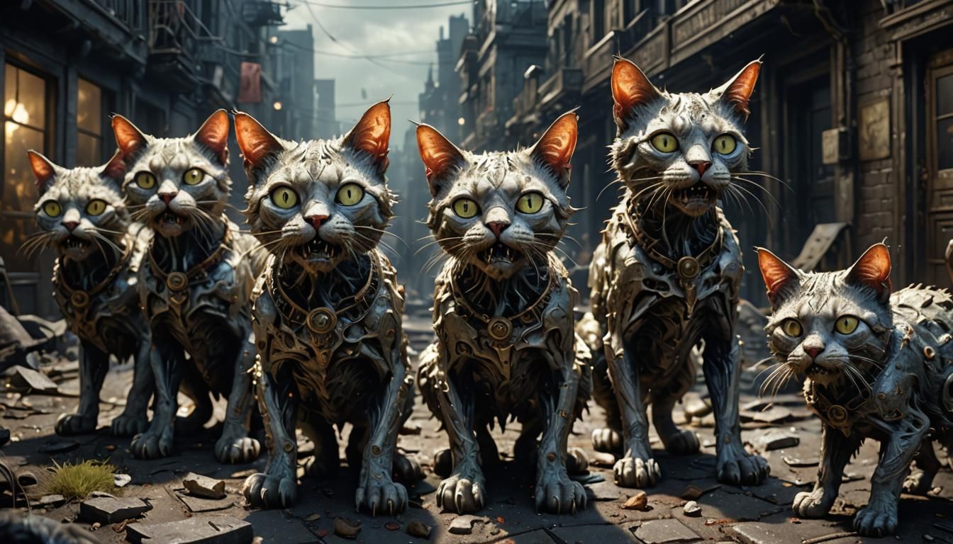 Grotesque Zombie Cats from Outer Space in Sci-Fi Horror