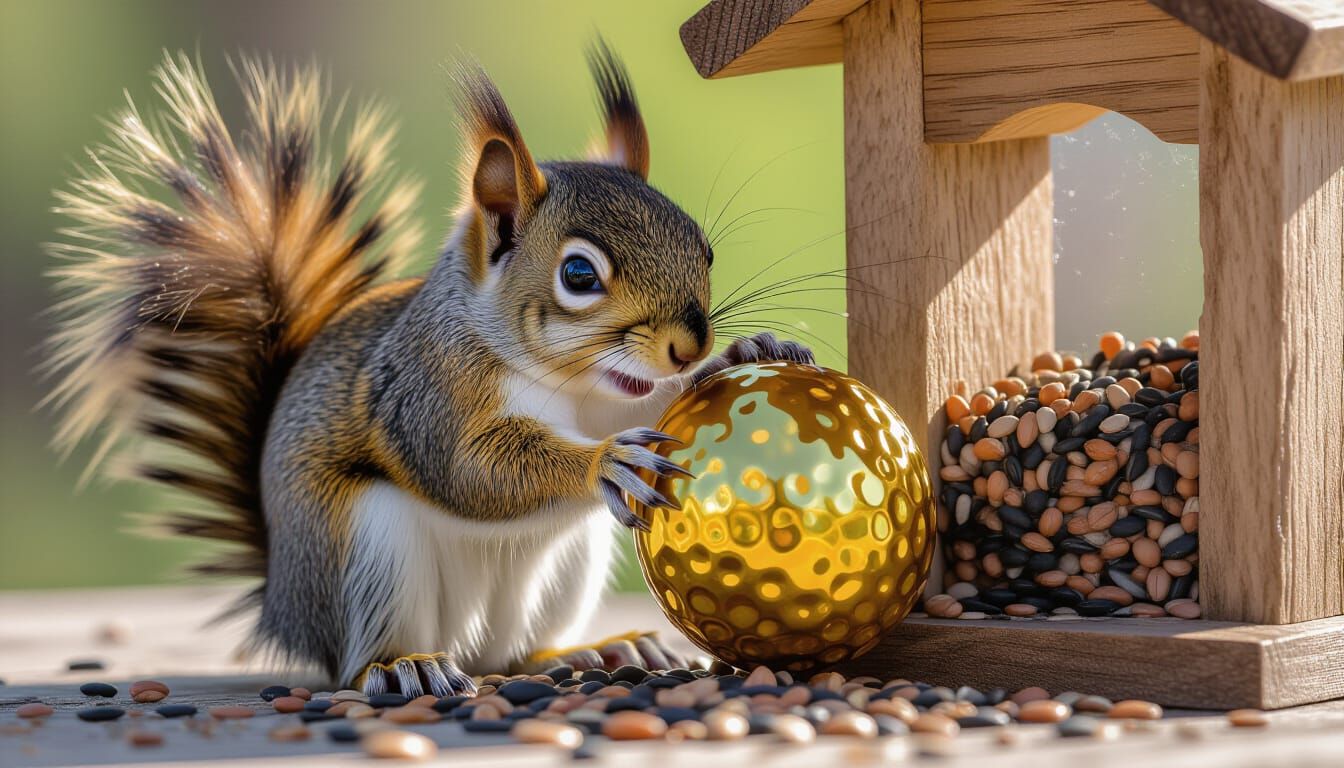 Squirrel's Daring Acorn Heist: Hyperrealistic Macro Photogra...