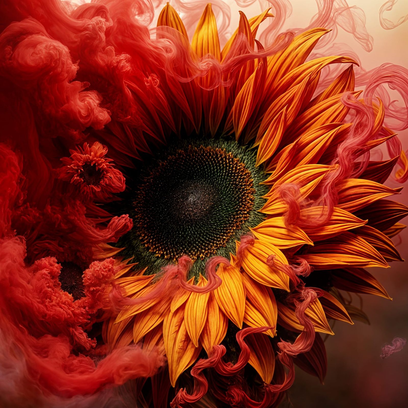 Psychedelic Sunflower in Vraptorial Dreamscapes