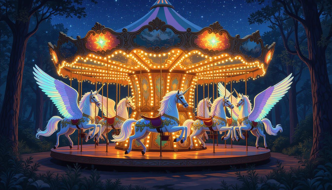 Enchanted Carousel With Mythical Creatures