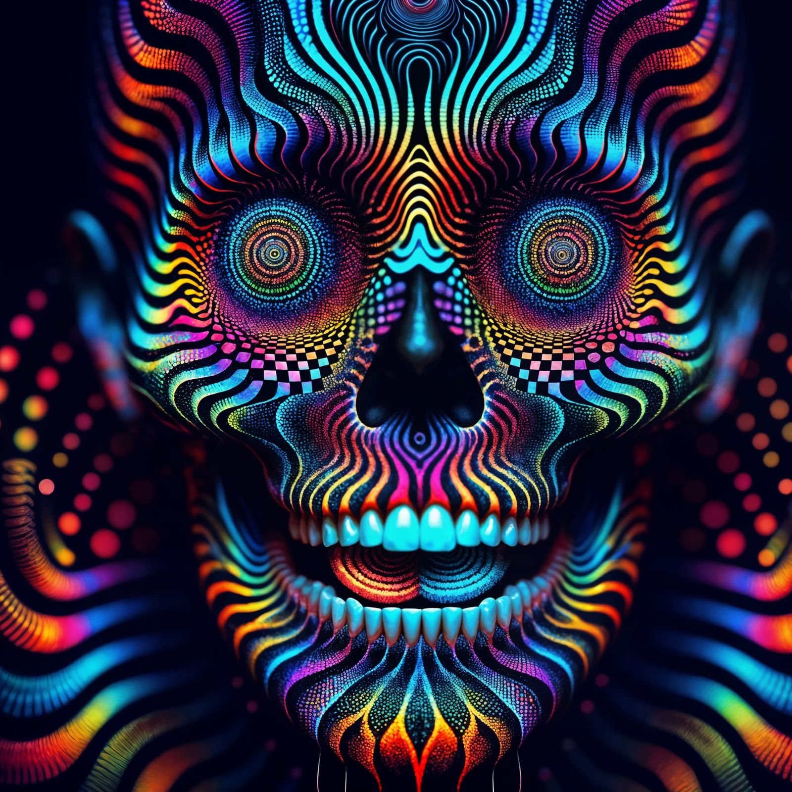 Kaleidoscopic Skull Woman in Photographic Style