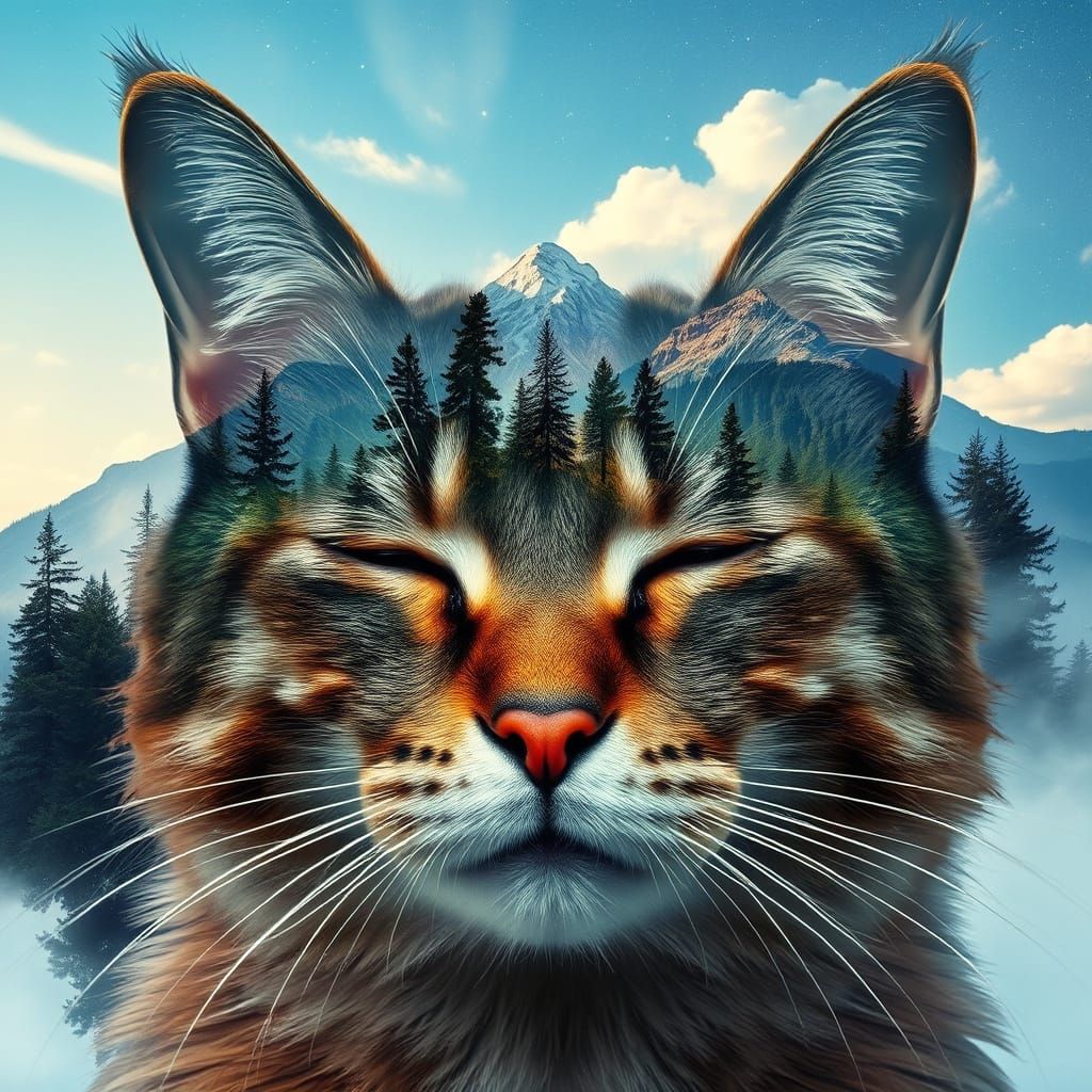 Cosmic Feline Harmony in Vibrant Colors