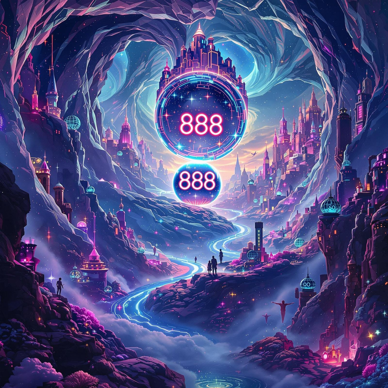 Infinity's Neon Gateway to Mystical Realms