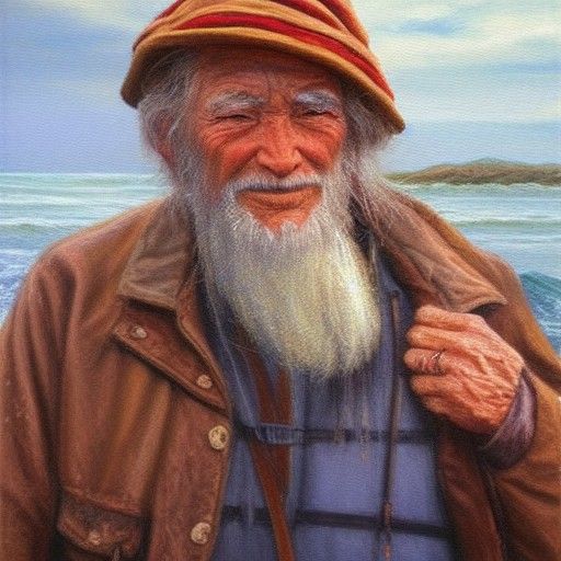 Fisherman's Tale: Oil Painting of Sea Encounter