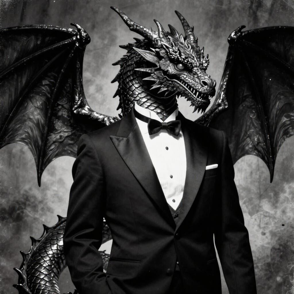 Colossal Dragon in Tuxedo, Film Noir Style