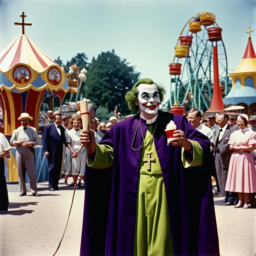 1950s Joker as Priest with Dynamite at Park