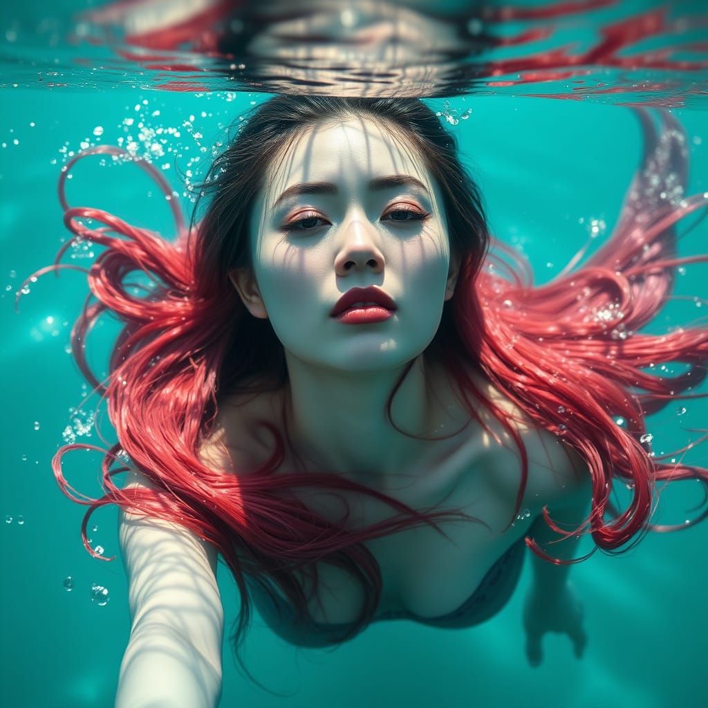 Mysterious Mermaid Witch in Turquoise Waters