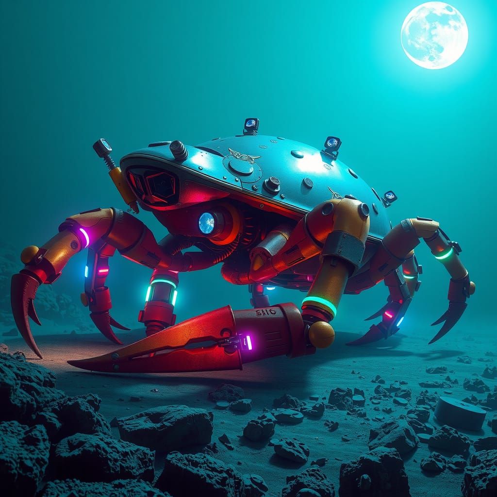 Colossal Mechanical Crab Strides Across Seabed