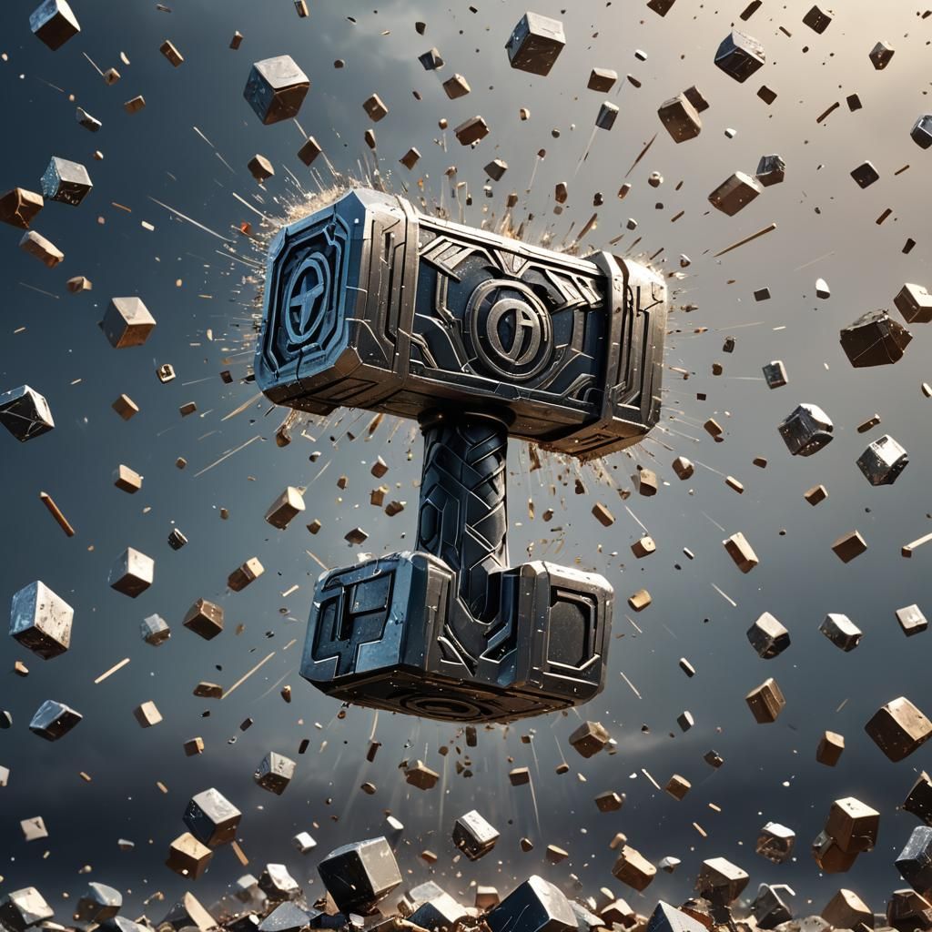 Thor's Hammer Shatters Social Media Logos: 3D Render