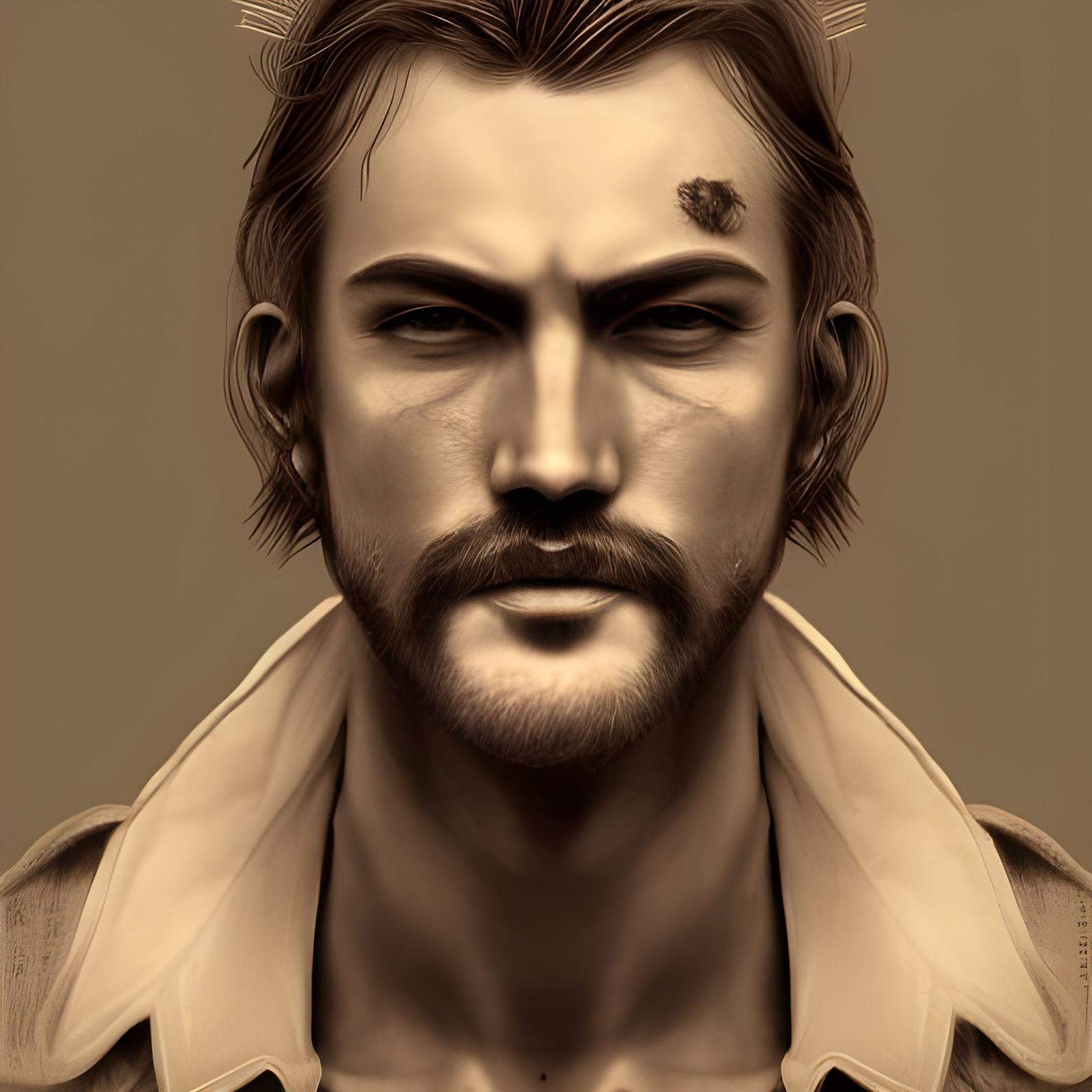 Detailed Cowboy Portrait in Dark Fantasy Style