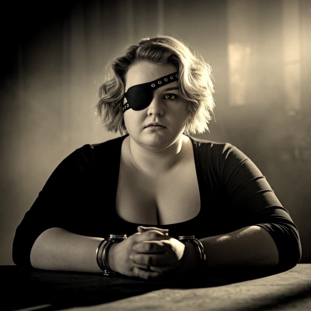 Glamorous Film Noir Portrait of a Woman with an Eyepatch