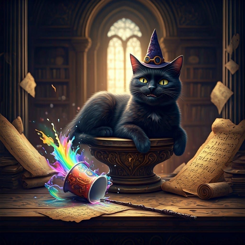 Mischievous Black Cat Unleashes Magical Mayhem
